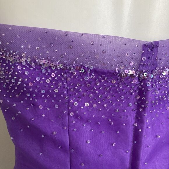 Vintage 2000s Y2K Prom Dress - Strapless Purple Formal Long Gown - Size 9/10 - Picture 6 of 10